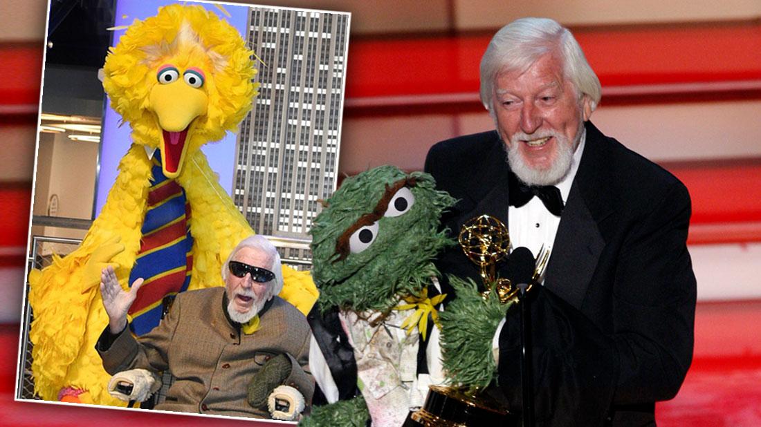 Sesame Street's Big Bird and puppeteer Caroll Spinney, Right Caroll With Oscar The Grouch