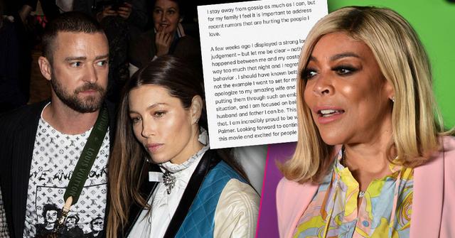Inset Justin Timberlake and Jessica Biel, Inset Instagram Apology, Wendy Williams
