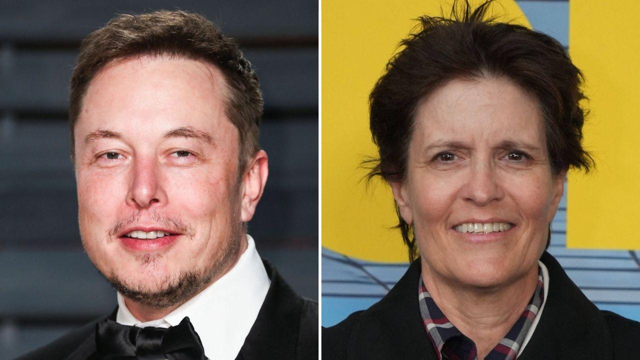 A photo Elon Musk alongside a photo of Kara Swisher