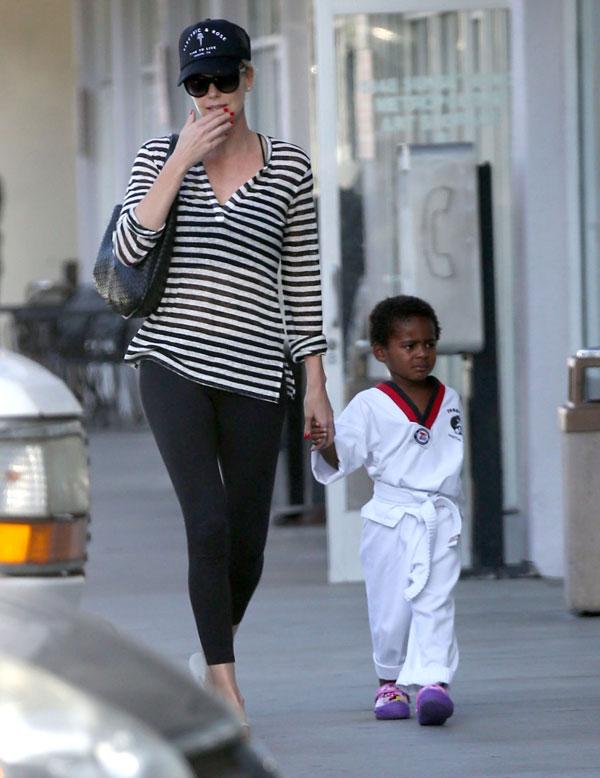 Charlize Theron & Son Jackson Karate Class