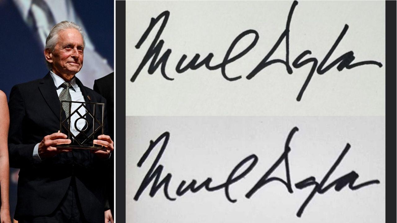 Photo of Michael Douglas and autograph