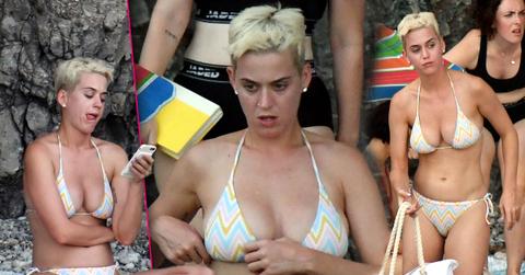 Katy perry shows off curves tiny bikini italy