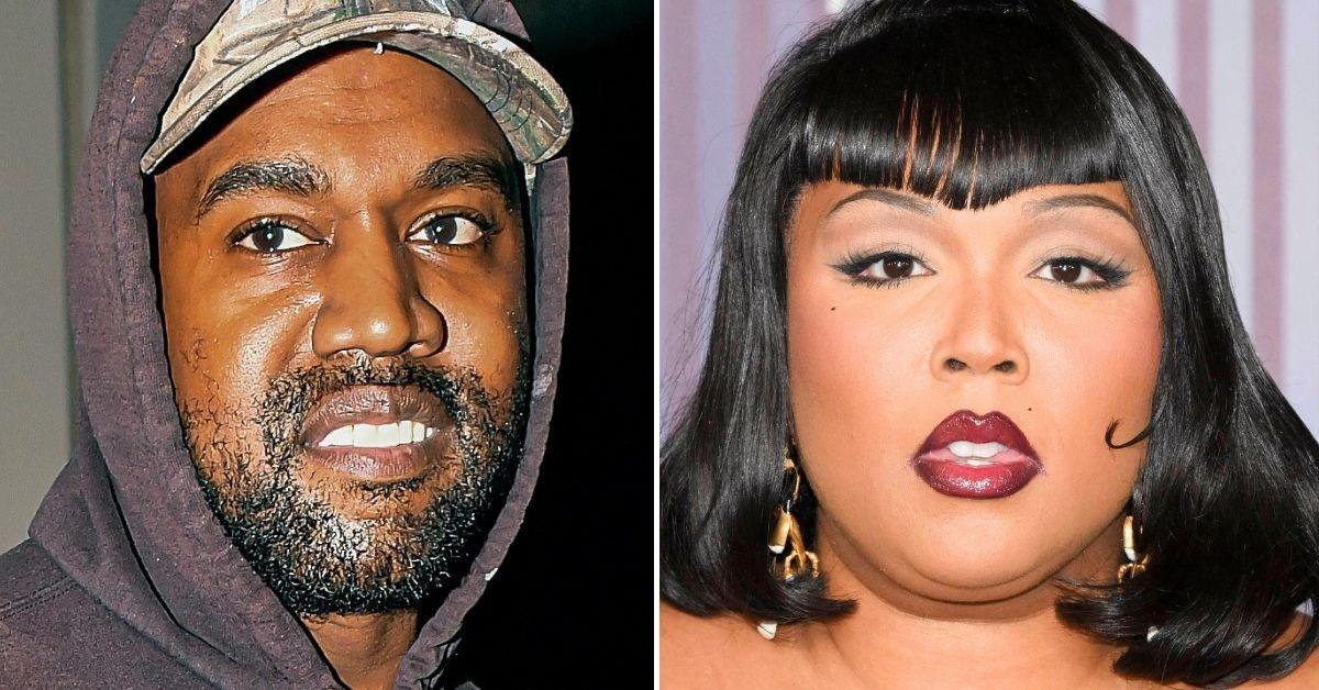 Split photo of Kanye West, Lizzo.