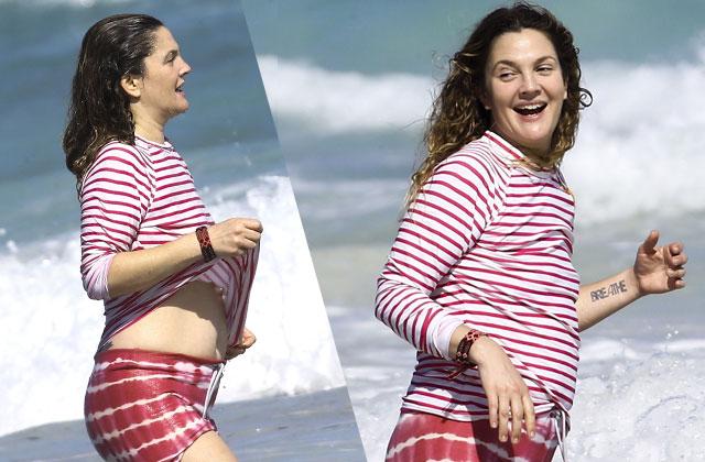 //drew barrymore bikini wetsuit boobs belly mexico