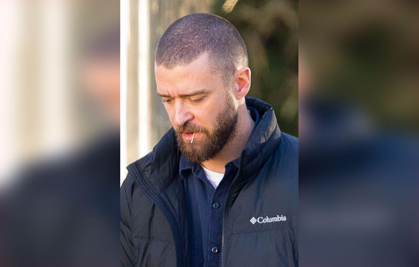 Justin Timberlake Looks WorriedOn Set While Filming After PDA With Costar