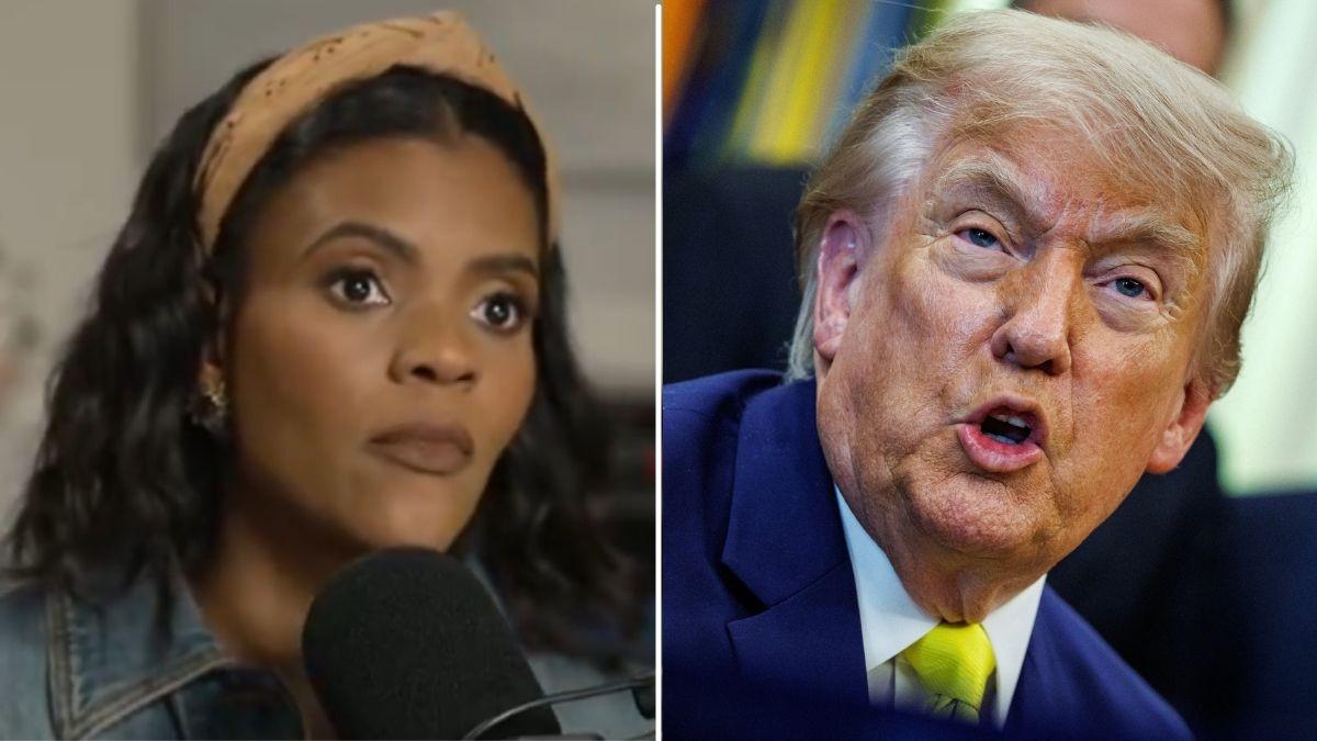 A photo of Candace Owens alongside a photo of Donald Trump