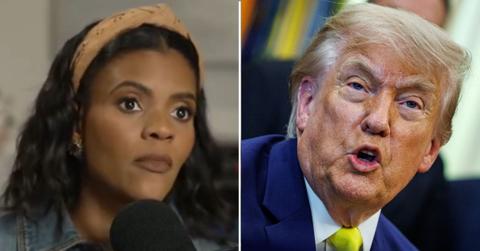 A photo of Candace Owens alongside a photo of Donald Trump