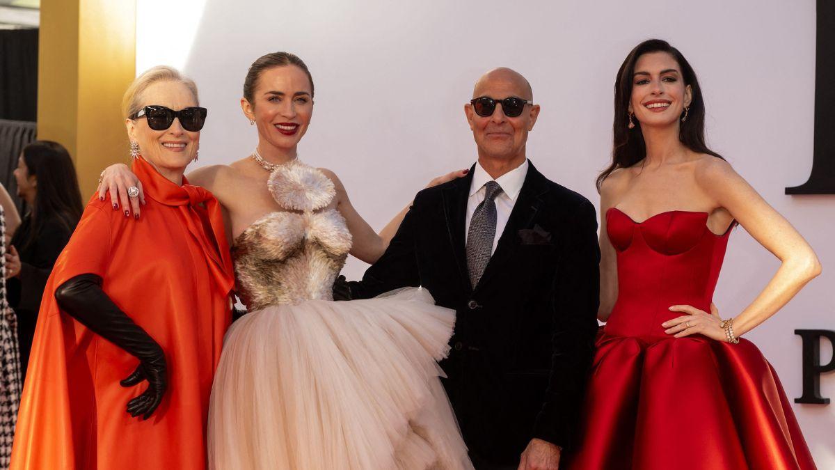 Photo of Stanley Tucci, Anne Hathaway, Meryl Streep and Emily Blunt,