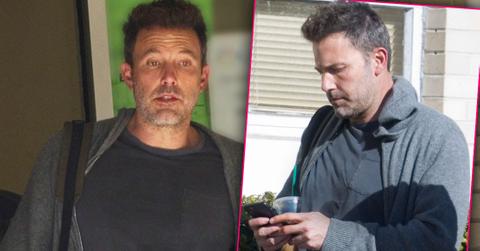 Ben Affleck Spotted Looking Rough On Set After Shocking Relapse Inset Ben Affleck With stain on T-Shirt