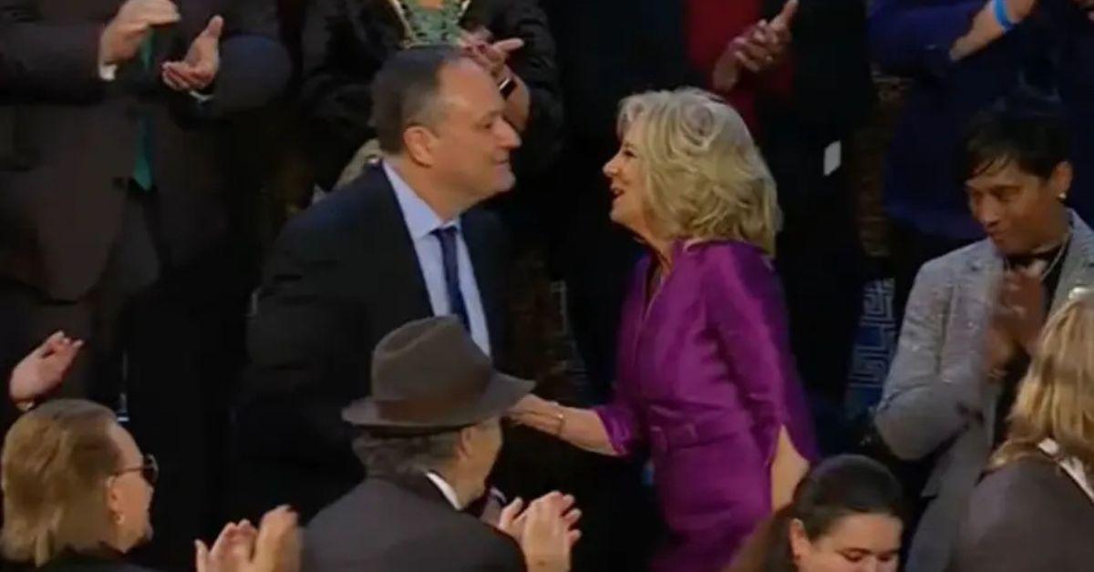 Jill Biden & Doug Emhoff Share Kiss On The Lips At SOTU Address