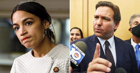 alexandria ocasio cortez ron desantis maskless dining miami covid omicron surge r