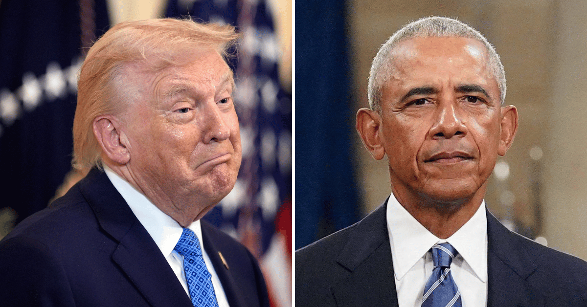 Split photo of Donald Trump, Barack Obama