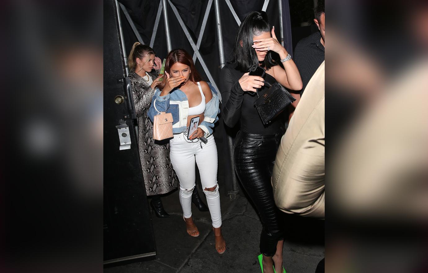 Kylie Jenner in All Black Covering Face and Sofia Richie