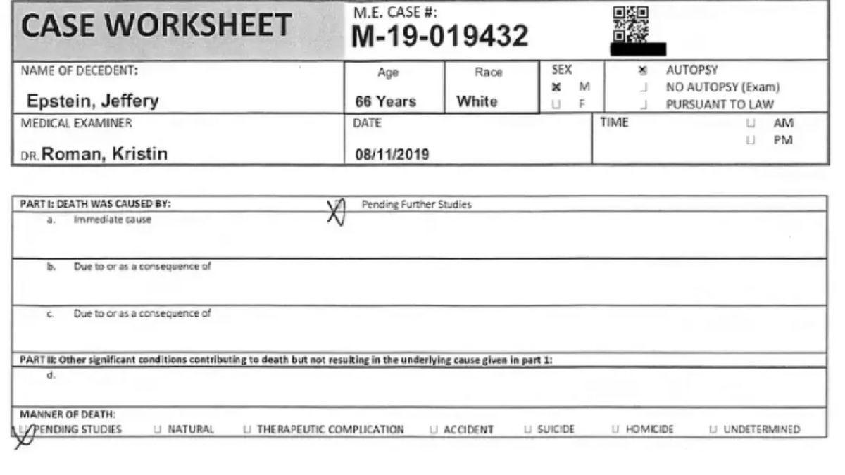 Jeffrey Epstein autopsy