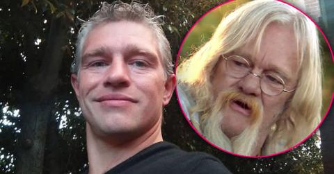 Matt Brown Wearing Black T-Shirt Standing in Front of Tree, Inset Billy Brown