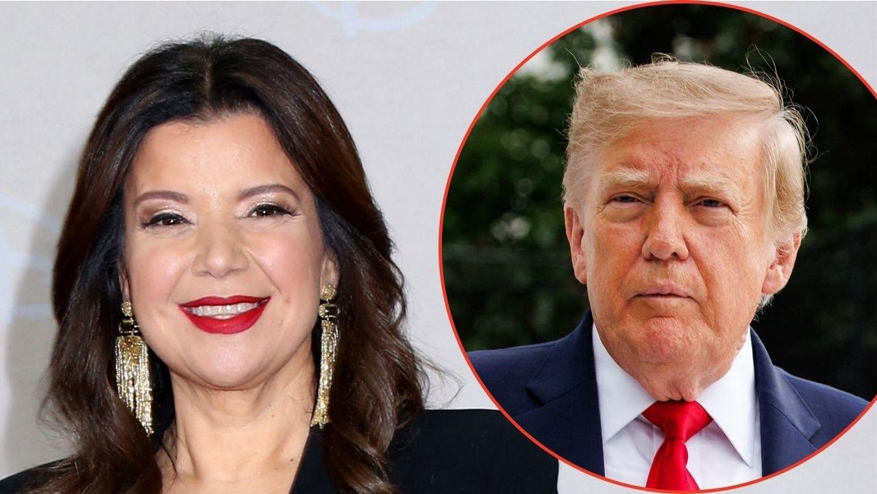 Split image of Ana Navarro and Donald Trump