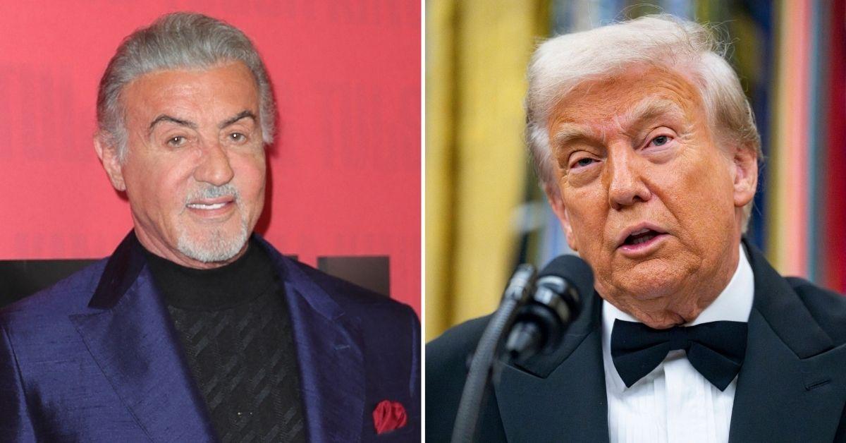 split photo of sylvester stallone and donald trump