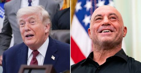 A photo of Donald Trump alongside a photo of Joe Rogan
