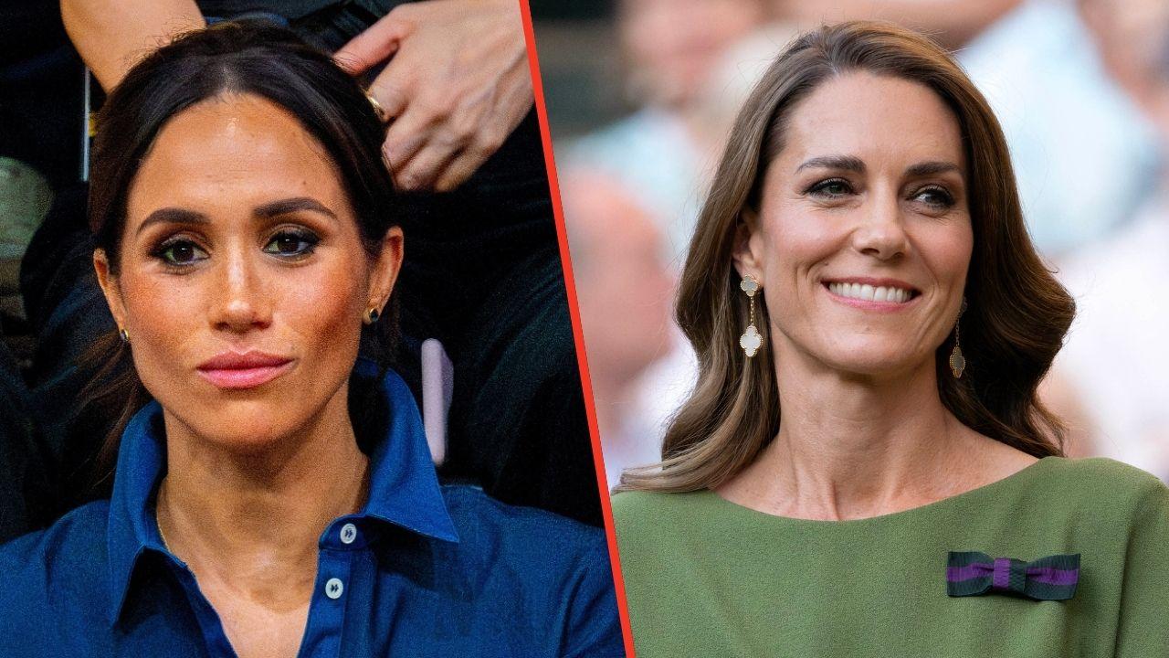 Split photo of Princess Kate and Meghan Markle