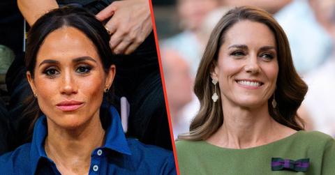 Split photo of Princess Kate and Meghan Markle