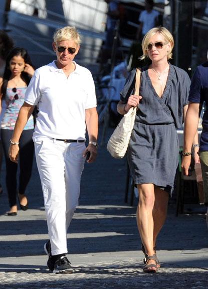 //ellen degeneres portia de rossi hold hands portofino