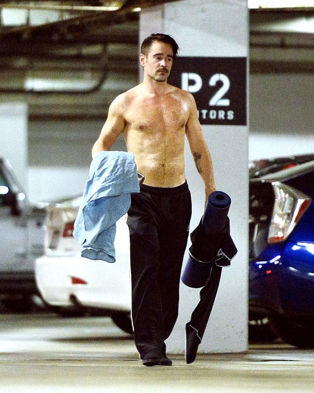 Colin Farrell Shirtless Yoga