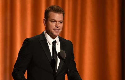 Matt Damon speaks onstage during the Academy of Motion Picture Arts and Sciences' 10th annual Governors Awards at The Ray Dolby Ballroom at Hollywood & Highland Center on November 18, 2018 in Hollywood, California.