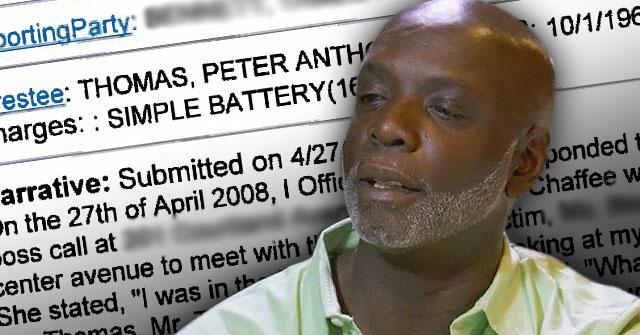 peter thomas arrested battery female employee