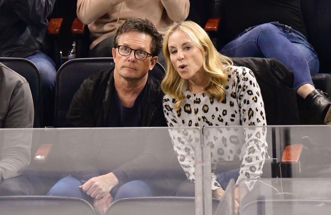 Michael J. Fox & Wife Tracy Pollan Attend Hockey Game Following Drinking Binge Admission