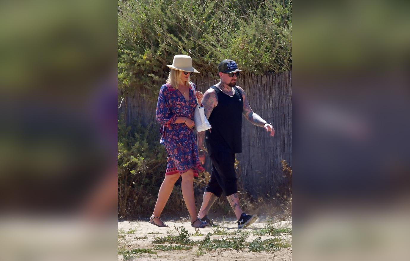 Cameron Diaz and Benji Madden strolling during holiday in St Tropez.