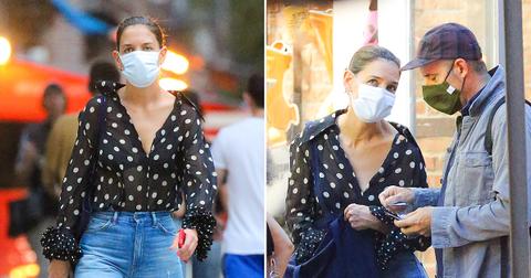 katie holmes spotted on date photos mystery man months after breakup emilio tom cruise suri