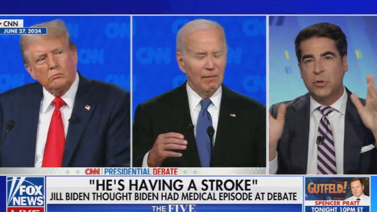 A photo of Donald Trump, Joe Biden, and Jesse Watters