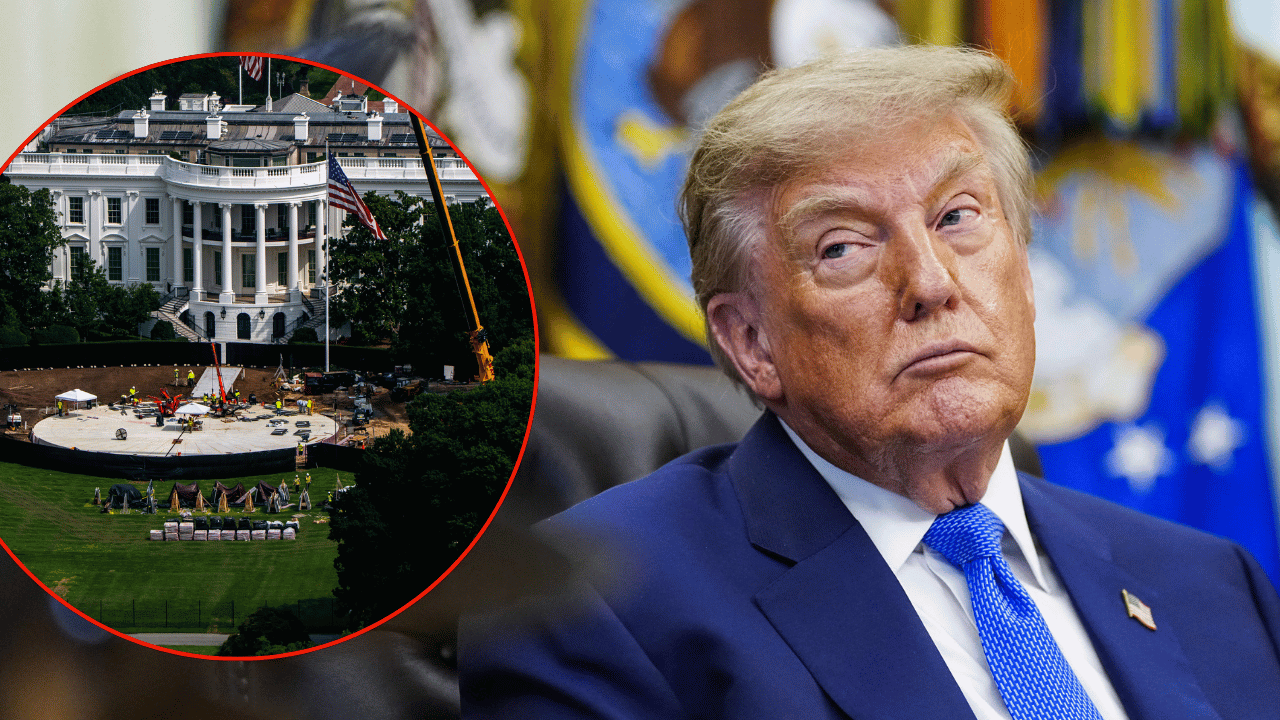Photo of Donald Trump, White House construction