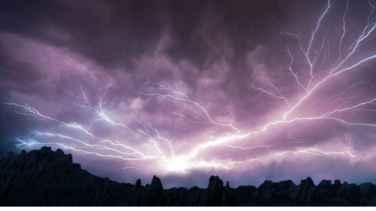 image of A witness said the lightning strike sounded like 'an atomic bomb went off' as chaos erupted on the beach.