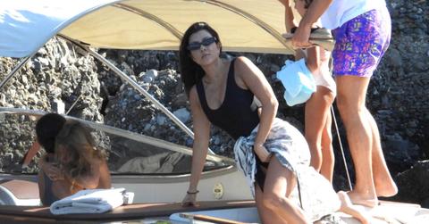 Kourtney Kardashian enjoying a trip boat with kids Mason, Penelope and Reign in Portofino.