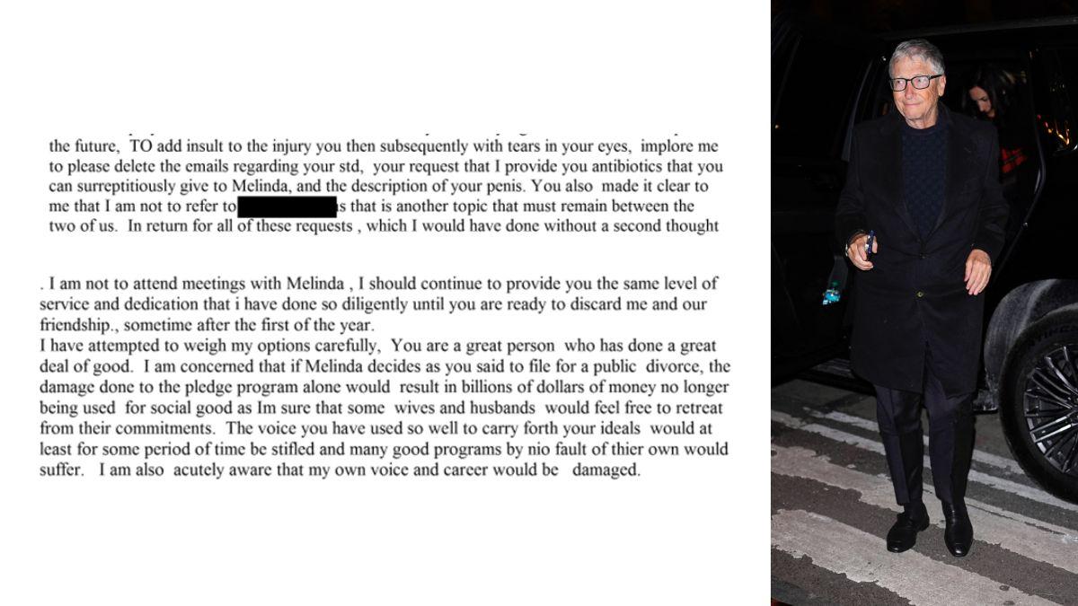 Photo of Epstein's email and Bill Gates