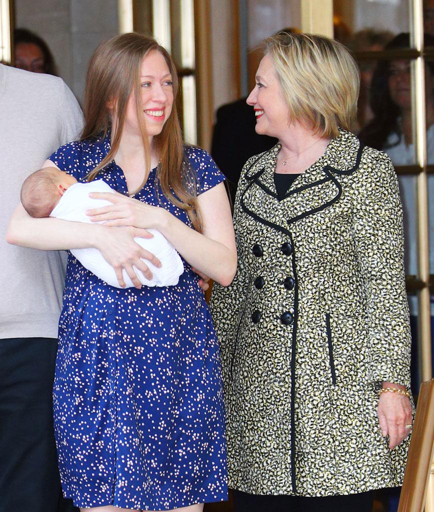 //bill clinton hillary clinton exit hospital chelsea grandson baby