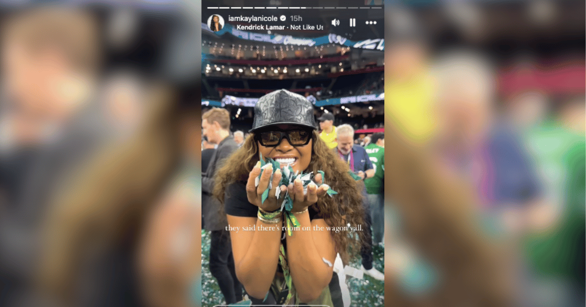 travis kelces ex girlfriend kayla nicole celebrates philadelphia eagles super bowl victory