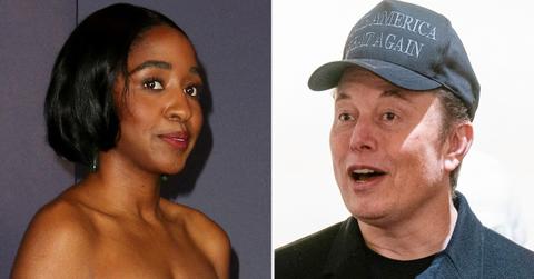 Split photo of Ayo Edebiri, Elon Musk