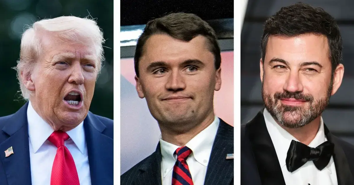 Photo of Jimmy Kimmel, Donald Trump, Charlie Kirk