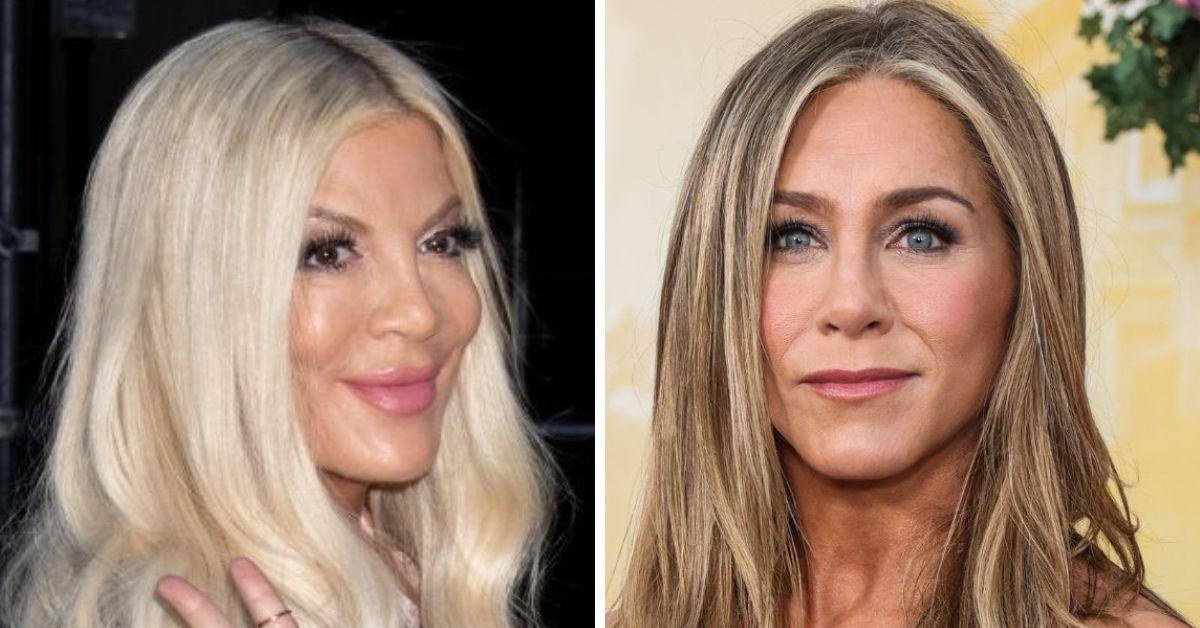 Composite photo of Tori Spelling, Jennifer Aniston