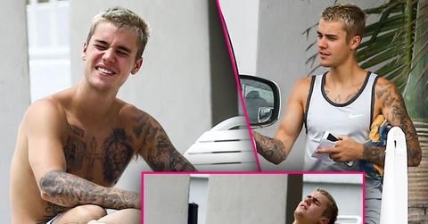 //justin bieber shirtless pool miami pp