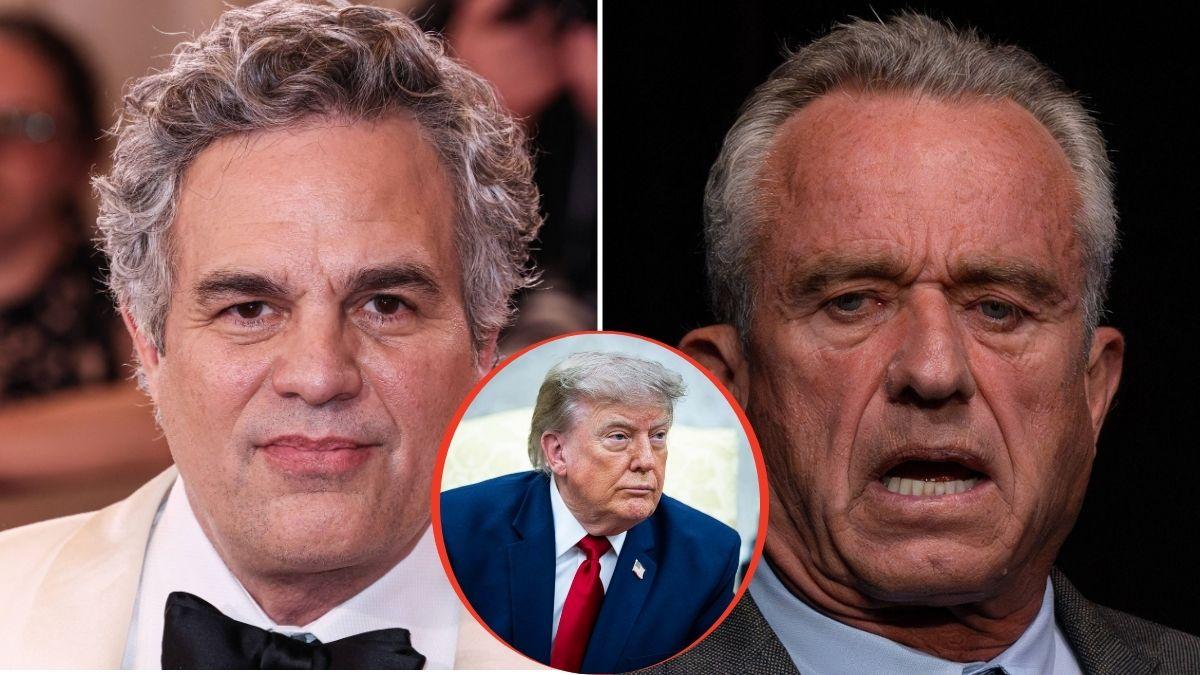 split image of Mark Ruffalo; RFK Jr.; Donald Trump