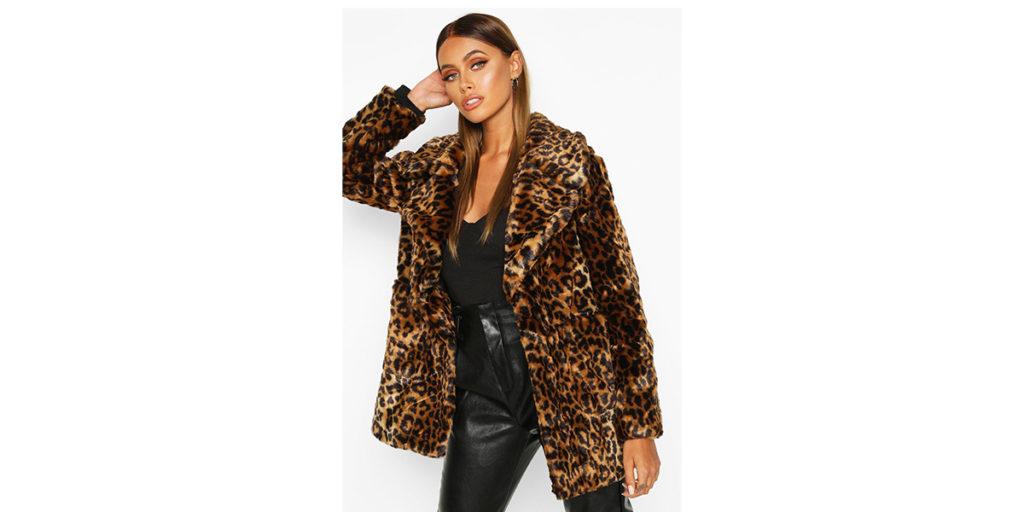 leopard faux fur coat x