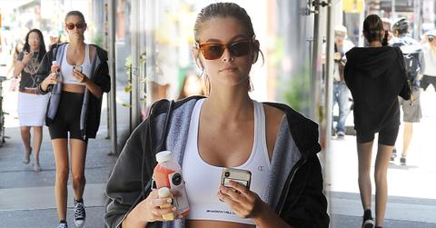 Kaia Gerber Grabs a Juice After Working Out In Sports Bra and Shorts