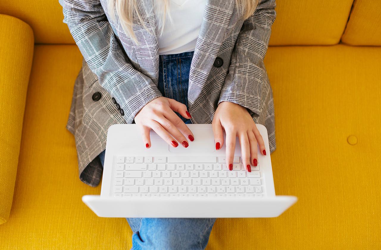 Blonde woman at office