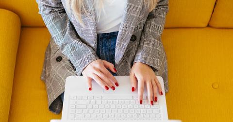 Blonde woman at office