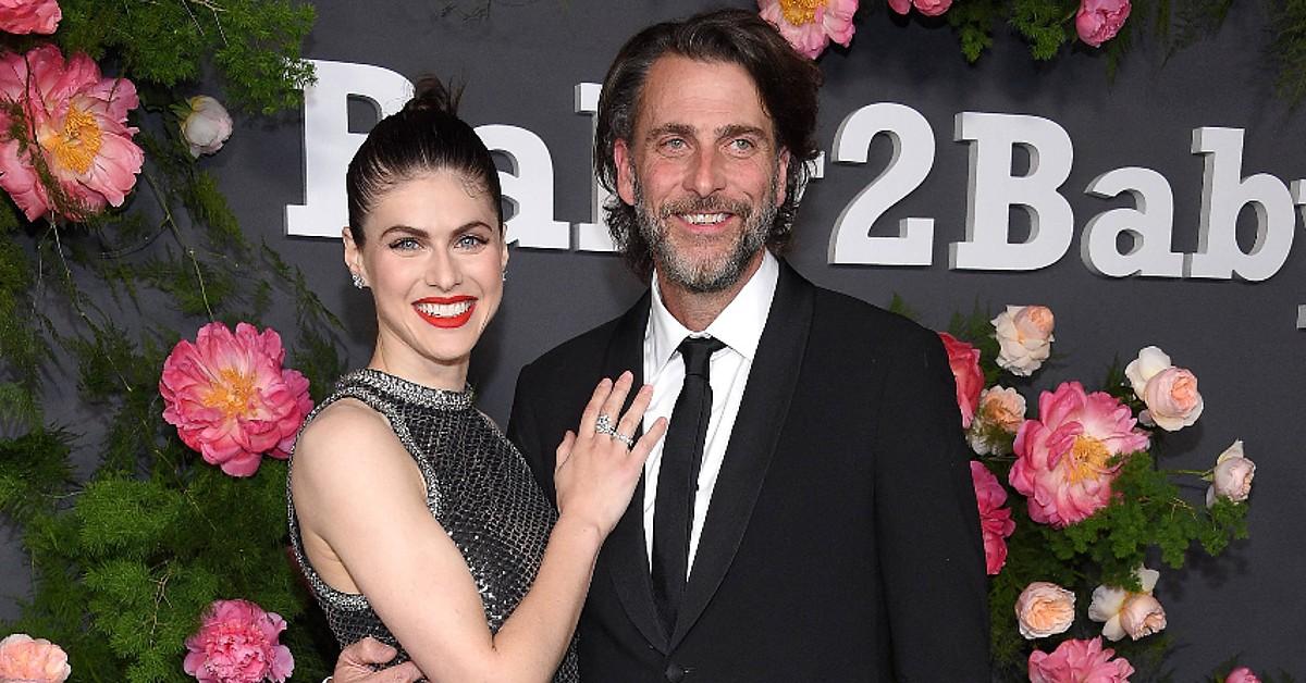 Composite photo of actress Alexandra Daddario and husband Andrew Form. 