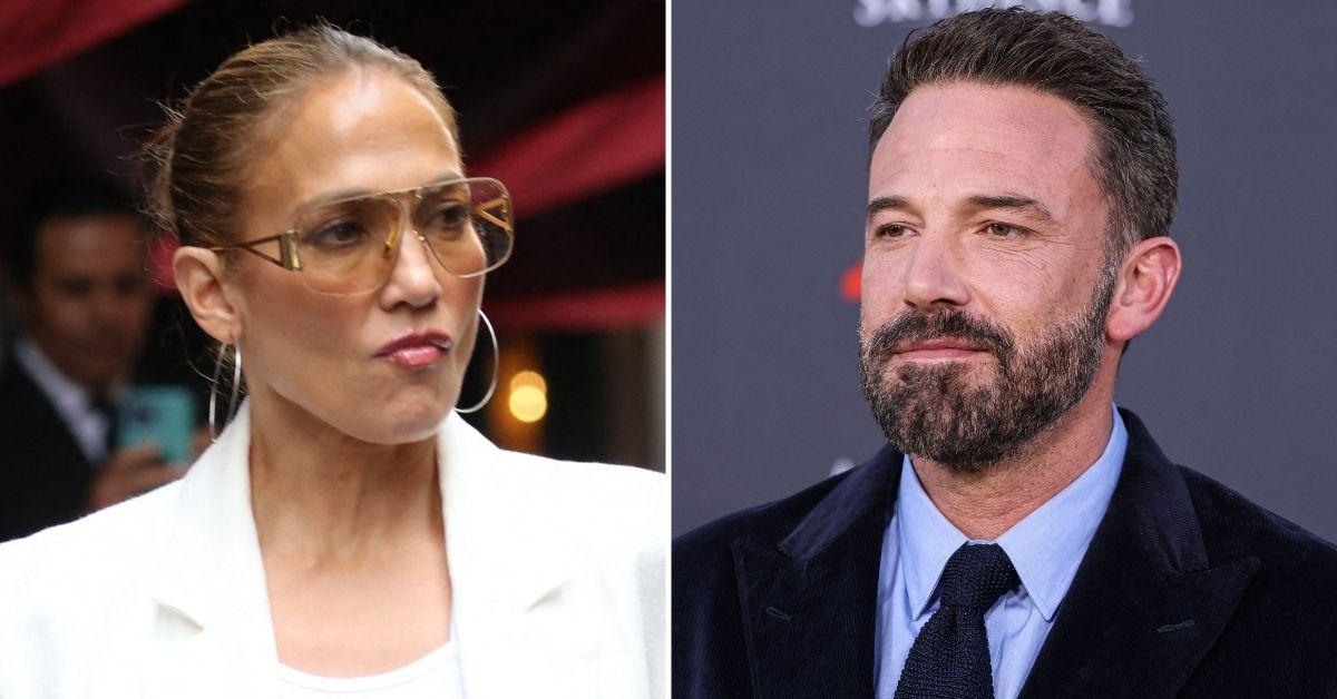 Composite photo of Jennifer Lopez and Ben Affleck.