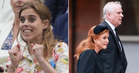 Split photos of Princess Beatice, Sarah Ferguson and Andrew Windsor